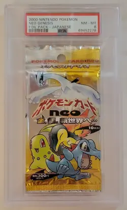 2000 Nintendo Pokemon Neo Genesis Japanese Foil Sealed Pack PSA 8 NM-MT - Image 1