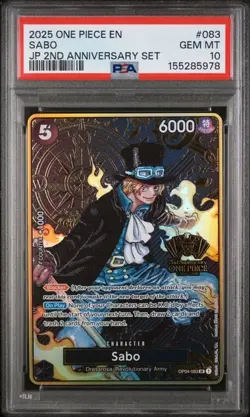 Sabo (Japanese Version 2nd Anniversary Set) OP04-083 One Piece - PSA 10 - ENG - Image 1