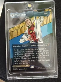MTG Tony Stark (borderless) 392 Marvel Super Heroes -Foil Near Mint in PVC Cage - Image 3