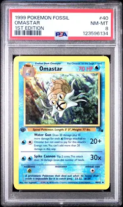 PSA 8 NM/MT 1999 POKEMON FOSSIL 40 OMASTAR 1ST EDITION ENGLISH - Image 1