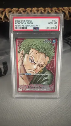 2022 One Piece CCG Roronoa Zoro OP01 Alt Art PSA 10 - Image 1
