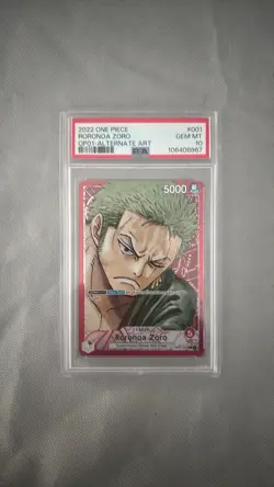 2022 One Piece CCG Roronoa Zoro OP01 Alt Art PSA 10 - Image 2
