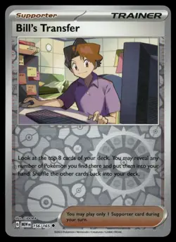 Pokemon TCG Bill's Transfer #156/165 SV 151 MEW EN Reverse Holo Uncommon NM SV - Image 1