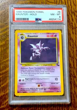 1999 Pokemon Fossil ~ Haunter Holo Card #6 ~ PSA 8 ~ Base Set Unlimited WOTC - Image 1