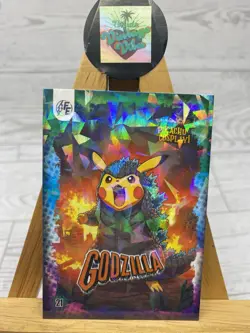 Pikachu as Cosplay Godzilla (Box Hit) Non-Pokemon Fan Art Trading Card Lot of 3 - Image 2