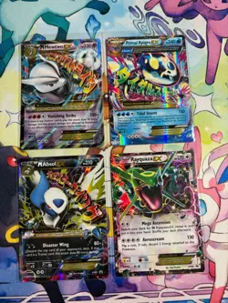 Pokemon TCG: Lot Of 3 Mega EX Cards Plus One Regular EX Light To Moderate Play - Image 1