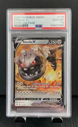 2020 Pokemon Sword & Shield Vivid Voltage Steelix V Full Art Holo 115/185 PSA 10 - Image 1