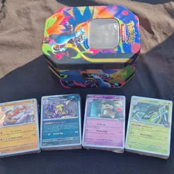 200x Pokemon TCG Trading Card Bundle With Collectors Tin - Image 1