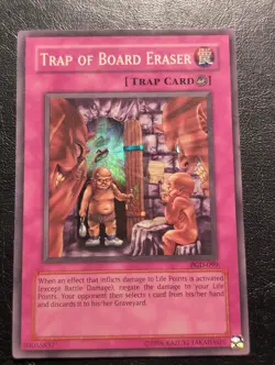 Yu-Gi-Oh! SUPER RARE CARD TRAP OF BOARD ERASER PGD-099 1996 VINTAGE PRINT LP - Image 1