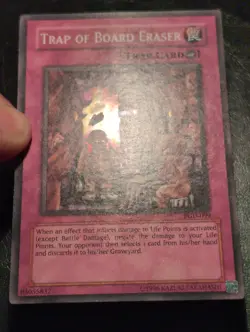 Yu-Gi-Oh! SUPER RARE CARD TRAP OF BOARD ERASER PGD-099 1996 VINTAGE PRINT LP - Image 2