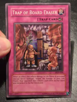 Yu-Gi-Oh! SUPER RARE CARD TRAP OF BOARD ERASER PGD-099 1996 VINTAGE PRINT LP - Image 3