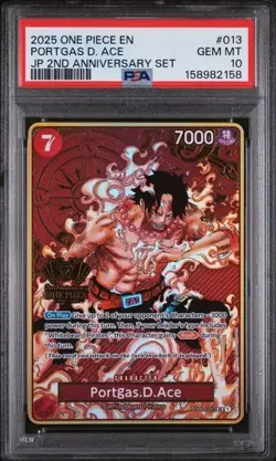 Portgas.D.Ace (One Piece Japanese Version 2nd Anniversary Set) OP02-013 PSA 10 - Image 1