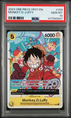 MONKEY D. LUFFY 109 ONE PIECE OP07-500 YEARS IN THE FUTURE ONE PIECE PSA 10 - Image 1