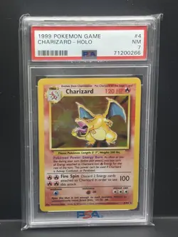 Pokemon TCG Charizard Base Set Holo Unlimited Rare Card 4/102 PSA NM 7 - Image 1