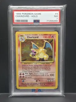 Pokemon TCG Charizard Base Set Holo Unlimited Rare Card 4/102 PSA NM 7 - Image 2