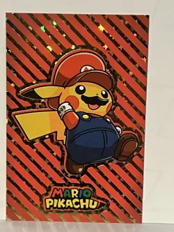 Pokemon Mario Pikachu Stars Holo Merry Christmas Card Database NM - Image 1