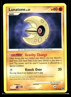 2008 Diamond & Pearl - Great Encounters Lunatone #76 Non Holo Pokemon Card - Image 1
