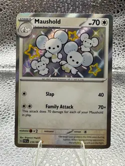 Maushold Shiny Rare SV Paldean Fates Card 210/091 Pokemon TCG near mint holo - Image 1