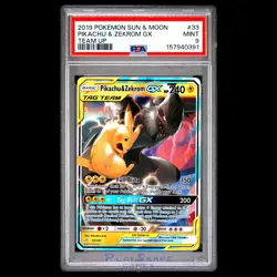 Pokemon Card PSA 9 Pikachu & Zekrom GX 33/181 Team Up Ultra Rare Holo 2019 - Image 1