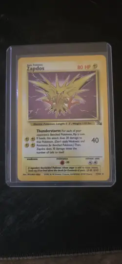 Zapdos 15/62 Original Holo Rare Fossil Set Pokemon Card WOTC TCG 1999 - Image 1