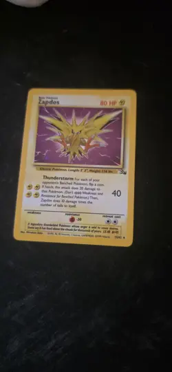 Zapdos 15/62 Original Holo Rare Fossil Set Pokemon Card WOTC TCG 1999 - Image 2