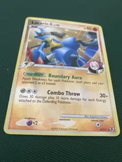 Pokemon TCG 2009 Rising Rivals Lucario Reverse Holo Rare Card 8/111 - Image 2