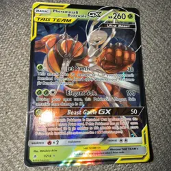 Pokemon TCG Pheromosa & Buzzwole GX Card 1/214 Unbroken Bonds Secret Rare - Image 1
