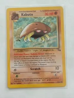 Pokemon TCG Kabuto Card 50/62 Fossil, Regular WOTC 1999 NM - Image 1