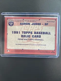 2026 Topps Series 2 Aaron Judge 1991 Relic Card #91R2-AJ Game Worn - Image 3