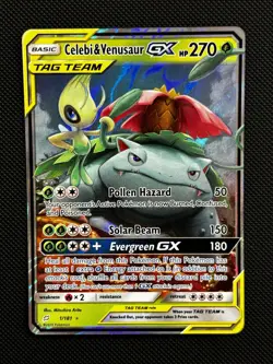 Pokemon Team Up Celebi & Venusaur GX Tag Team Ultra Rare Card #1/181 - Image 1