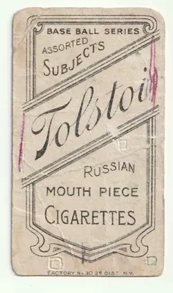 1909-1911 T206 Cecil Ferguson Tolstoi Ultra Scarce Cigarettes Baseball Card - Image 2