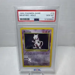 1999 POKEMON BASE SET UNLIMITED #10 MEWTWO HOLO PSA 10 - Image 1