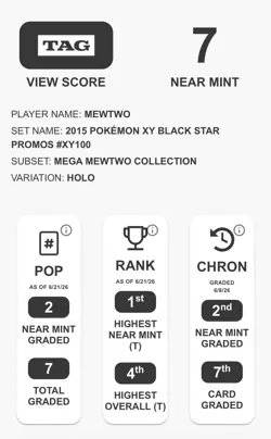 2015 POKEMON XY PROMO MEWTWO EX XY100 HOLO TAG 7 NM LOW POP! - Image 3