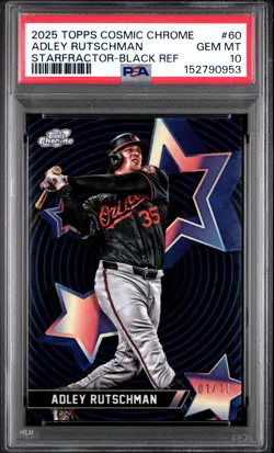 2025 TOPPS COSMIC CHROME STARFRACTOR BLACK REFRACTOR ADLEY RUTSCHMAN 1/10 PSA 10 - Image 1