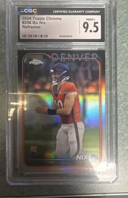 2024 Topps Chrome - Rookies Bo Nix #206 Refractor (RC) - Image 1