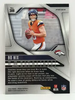 2024 Panini Prizm - Rookies Bo Nix #309 Lazer Prizm (RC) - Image 2