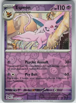 Pokemon Espeon 033/131 SV: Prismatic Evolutions NM Reverse Holo card - Image 1