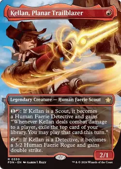 Borderless KELLAN, PLANAR TRAILBLAZER mtg NM-M Foundations 1 Rare - Image 1