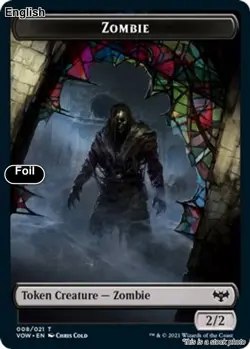 MTG Zombie (008) // Wolf (014) Double-Sided Token [VOW - 8 // 14] LP Foil - Image 1