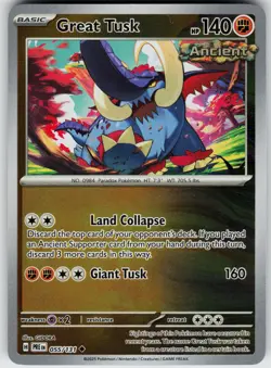 Pokemon Great Tusk 055/131 SV: Prismatic Evolutions NM Reverse Holo card - Image 1