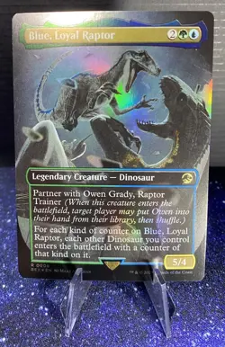 Blue, Loyal Raptor Jurassic World Collection MTG Rare 0008 Foil - Image 1
