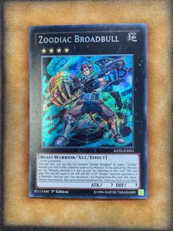 Yugioh Zoodiac Broadbull RATE-EN051 Secret Rare 1st Ed NM - Image 1