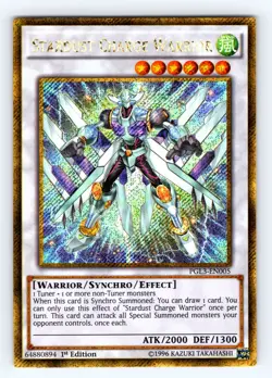 Yugioh Stardust Charge Warrior PGL3-EN005 Gold Secret Rare - NM 💎 - Image 1
