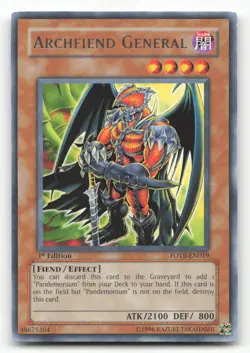 Yugioh Archfiend General Rare 1st Edition FOTB-EN019 NM - Image 1