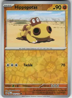 Pokemon Hippopotas 052/131 SV: Prismatic Evolutions NM Reverse Holo card - Image 1