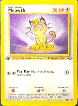 2000 WOTC POKEMON BASE SET 2 #80/130 - MEOWTH - TAG 9 - Image 2