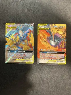 Pokemon Hidden Fates Tag Team GX Holo Moltres Zapdos Articuno Card Lot 2 Cards - Image 1