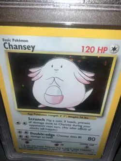1999 Chansey Pokemon TCG Base Set Holo Rare Card 3/102 PSA 8 - Image 3