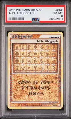 PSA 8 Alph Lithograph #ONE Heartgold & Soulsilver Non-Holo 2010 Pokemon Card - Image 1