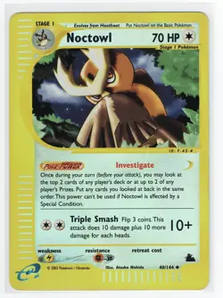 Noctowl 40/144 Skyridge Reverse Holo Rare Pokemon TCG Nintendo MP - Image 1